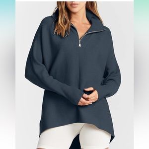 Amazon ANRABESS Oversized Half Zip Collared Pullover Sweater